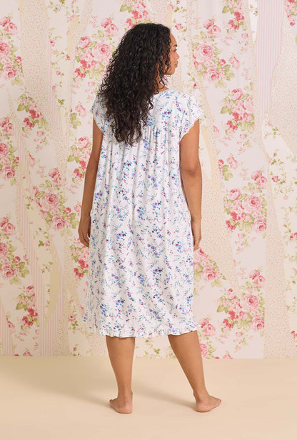 Eileen West Cottage Flora Cotton Pointelle Cap Sleeve Waltz Nightgown