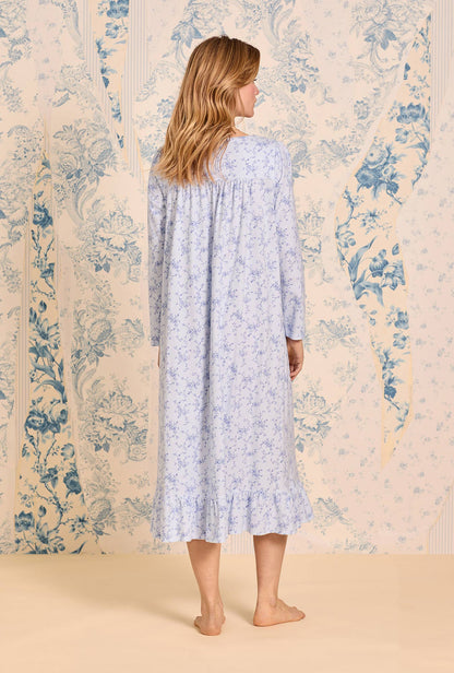 Eileen West Bluebell Scroll Cotton Knit Long Sleeve Ballet Nightgown