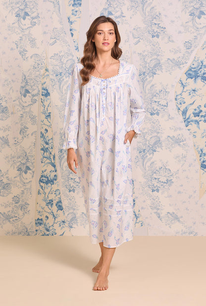 Eileen West Blue Crocus Cotton Lawn Long Sleeve Ballet Nightgown