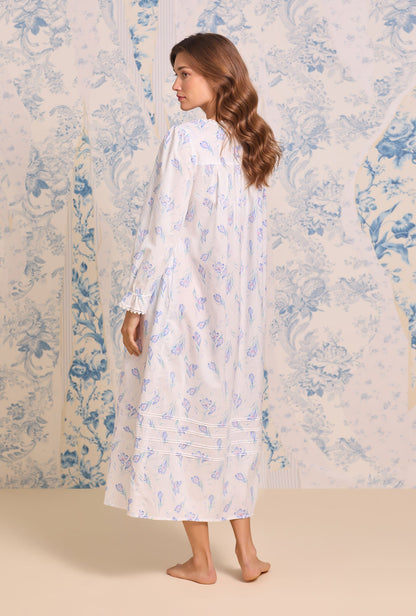 Eileen West Blue Crocus Cotton Lawn Long Sleeve Ballet Nightgown
