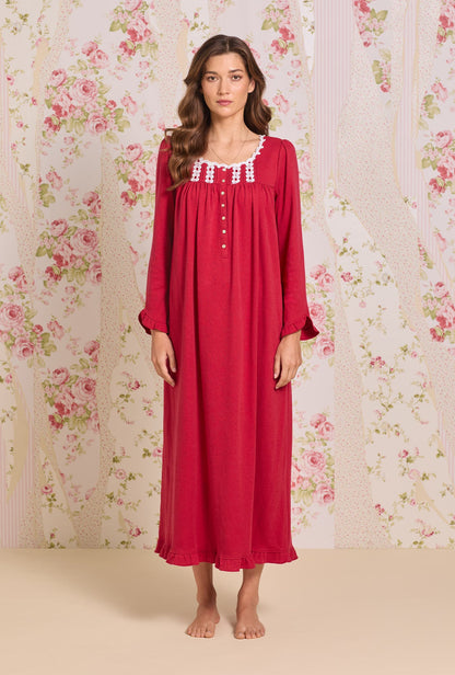 Eileen West Dream Heather Claret Interlock Long Sleeve Nightgown