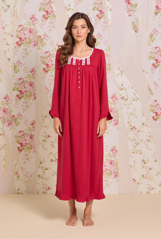 Eileen West Dream Heather Claret Interlock Long Sleeve Nightgown