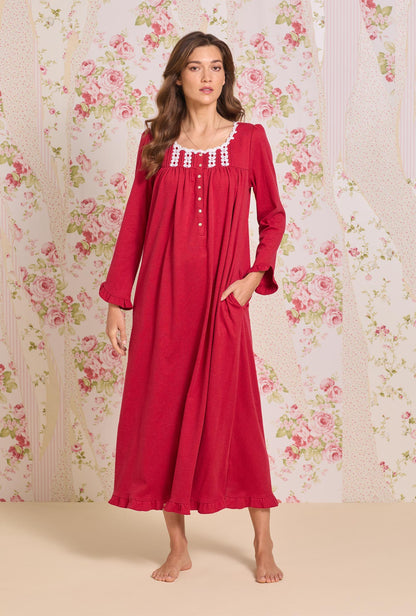 Eileen West Dream Heather Claret Interlock Long Sleeve Nightgown