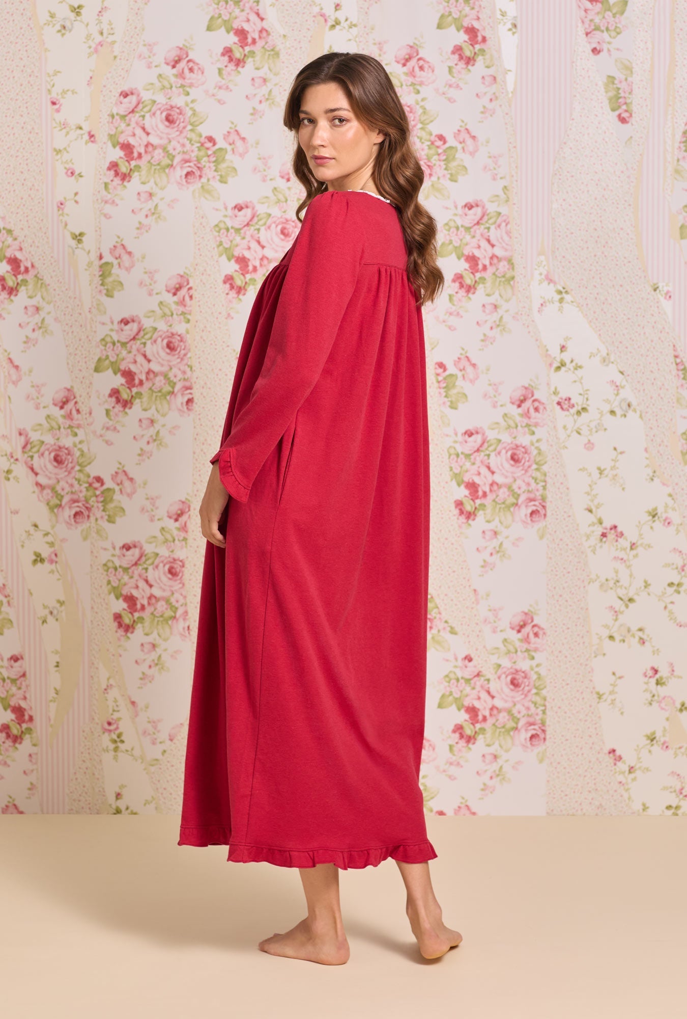 Eileen West Dream Heather Claret Interlock Long Sleeve Nightgown