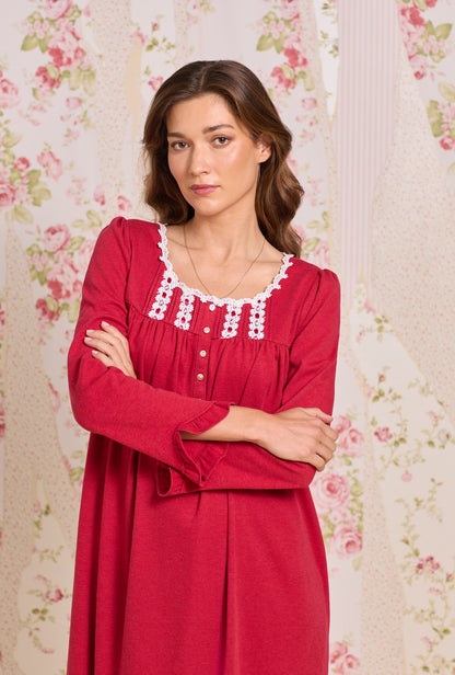 Eileen West Dream Heather Claret Interlock Long Sleeve Nightgown