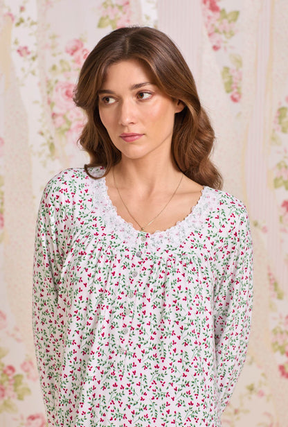 Eileen West Crimson Sprig Dreamy Sweater Knit Chemise