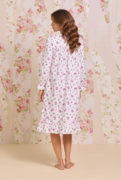 Eileen West Winter Rosette Cotton Flannel Long Sleeve Waltz Nightgown