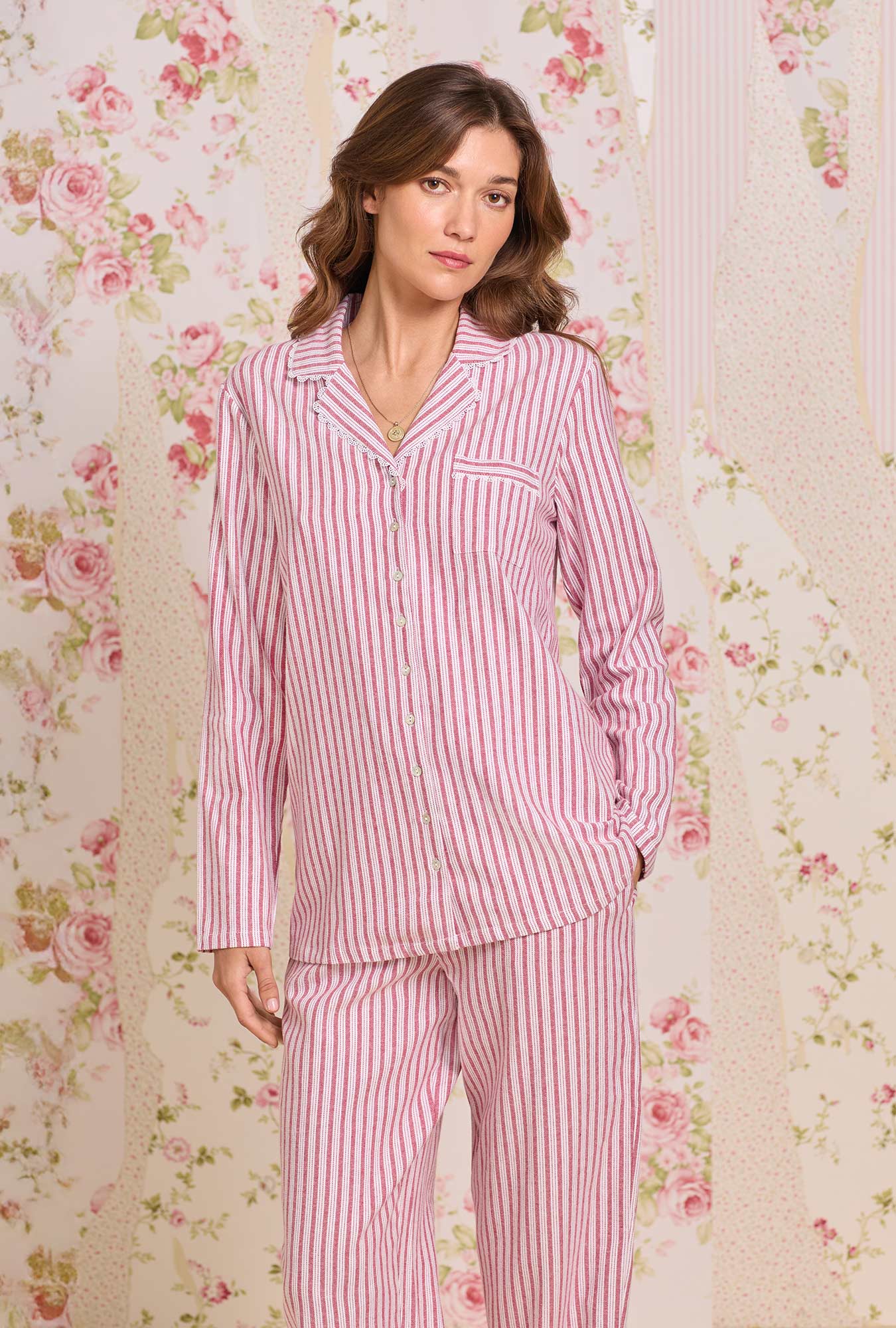 Eileen West Hearth Stripe Cotton Flannel Pajama