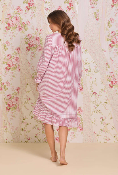 Eileen West Hearth Stripe Cotton Flannel Long Sleeve Waltz Nightgown