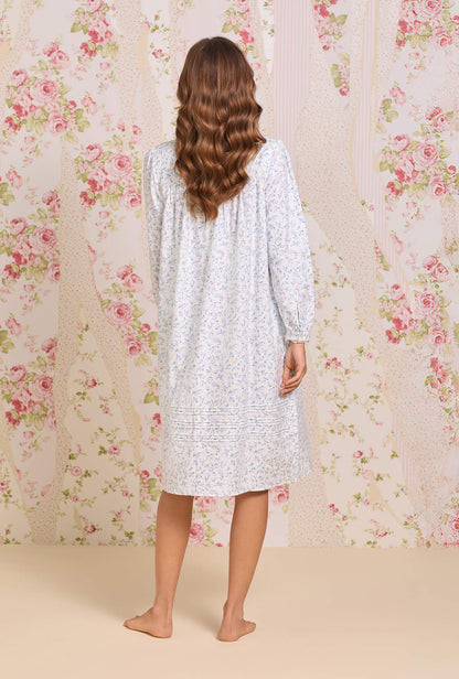 Eileen West Frosted Leaves Cotton Flannel Long Sleeve Waltz Nightgown