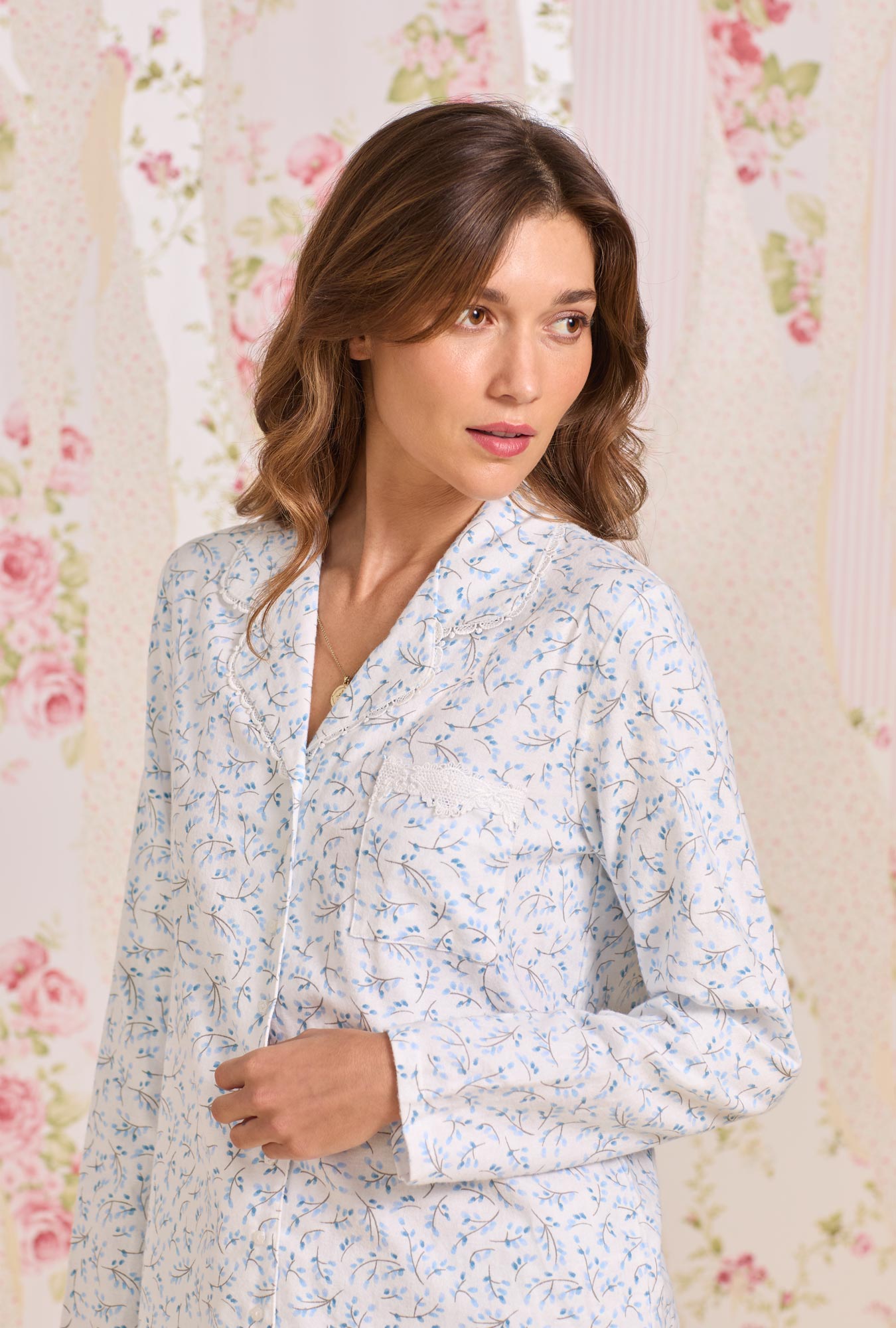 Eileen West Frosted Leaves Cotton Flannel Pajama