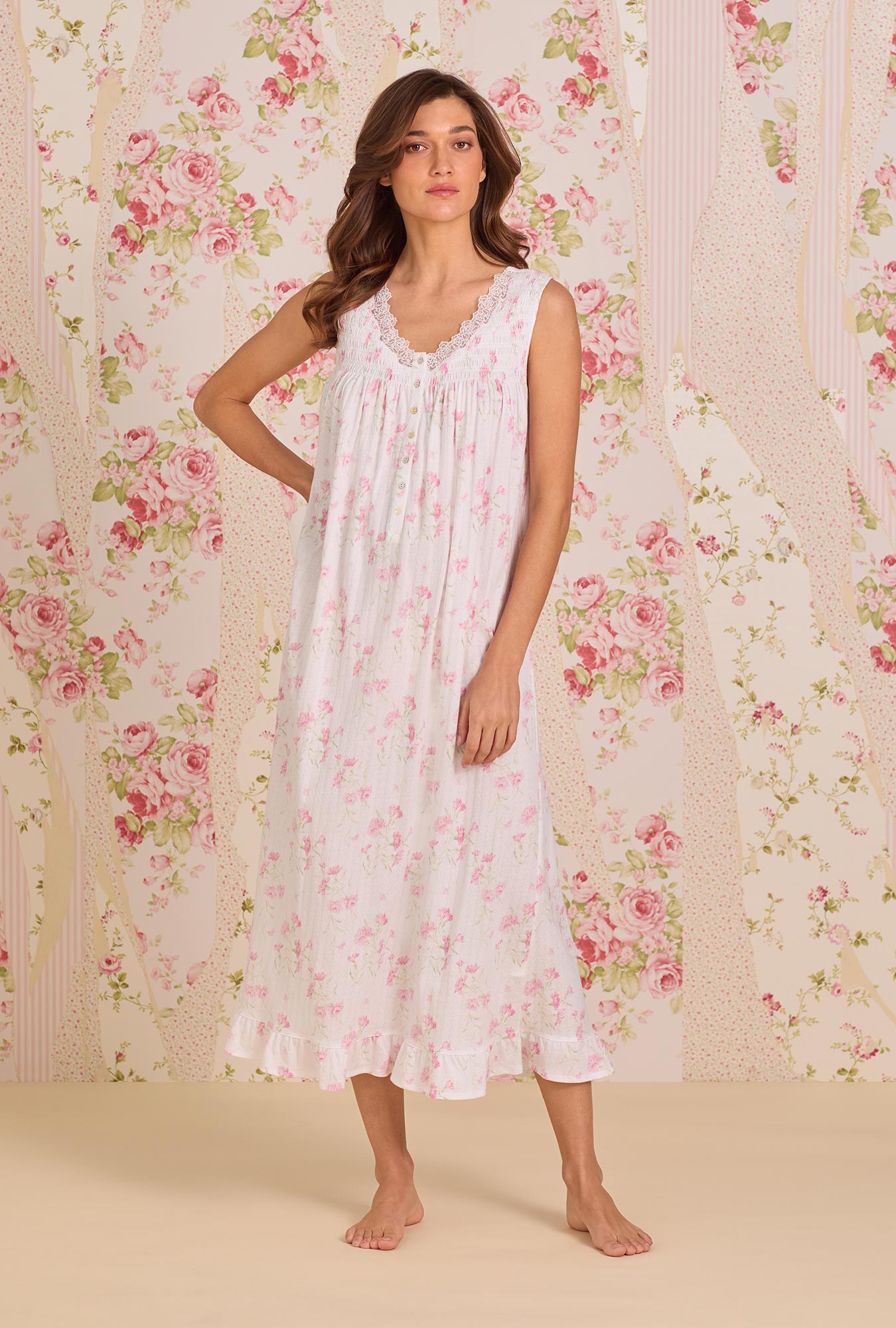 Eileen West The "Eileen" Blush Carnation Cotton Pointelle Ballet Nightgown