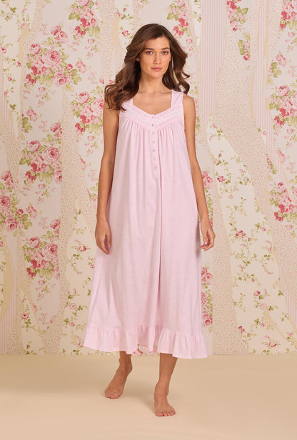 Eileen West Pink Vine Cotton Knit Ballet Nightgown