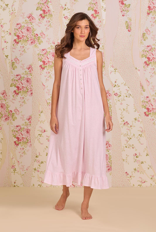 Eileen West Pink Vine Cotton Knit Ballet Nightgown