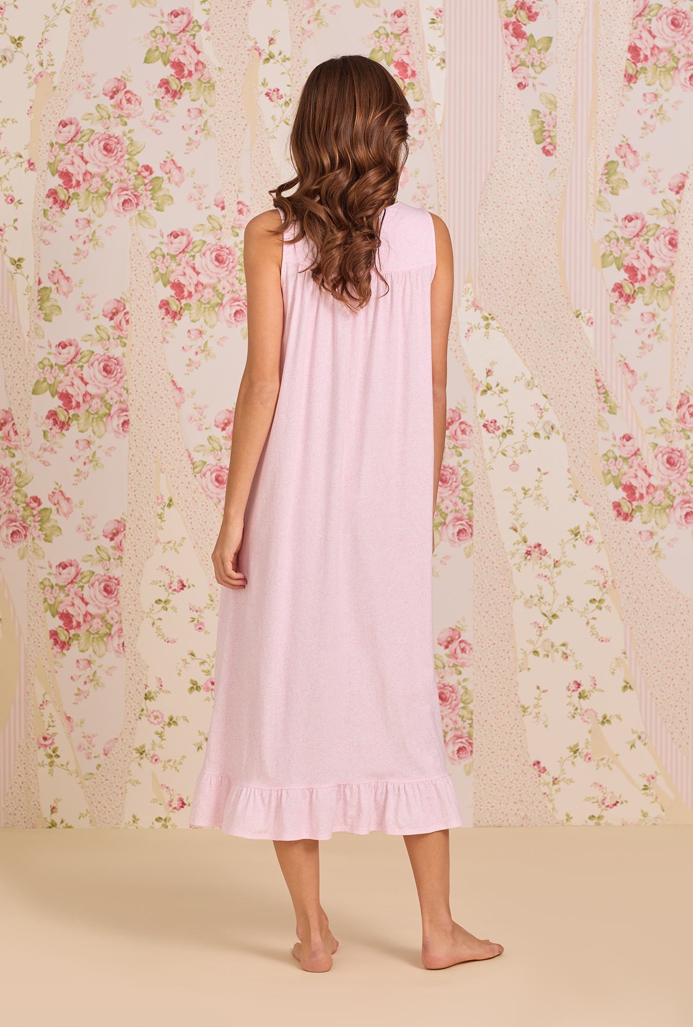 Eileen West Pink Vine Cotton Knit Ballet Nightgown