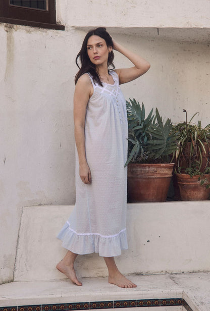 Eileen West The "Eileen" Sky Blue Cotton Swiss Dot Ballet Nightgown