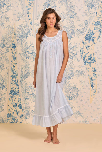 Eileen West The "Eileen" Sky Blue Cotton Swiss Dot Ballet Nightgown
