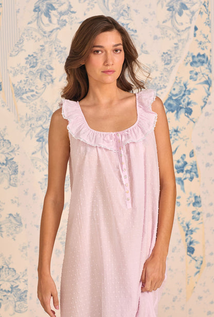 Eileen West The "Rosalie" Rosewater Cotton Swiss Dot Ballet Nightgown