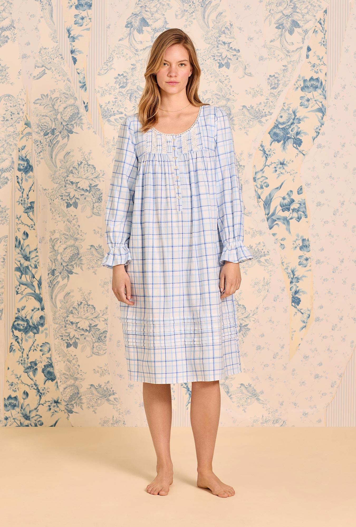 Eileen West Vintage Plaid Cotton Flannel Waltz Nightgown