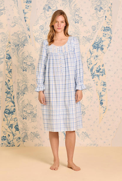 Eileen West Vintage Plaid Cotton Flannel Waltz Nightgown
