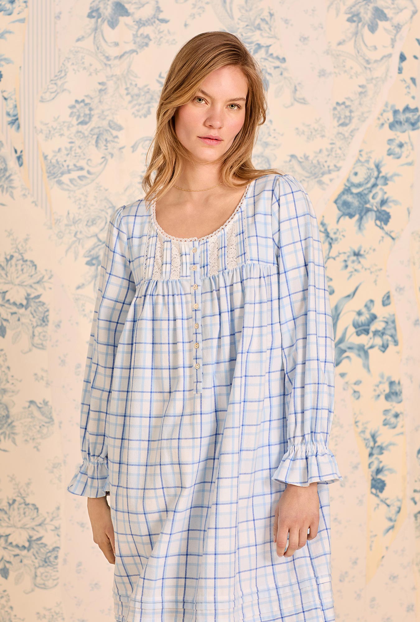 Eileen West Vintage Plaid Cotton Flannel Waltz Nightgown