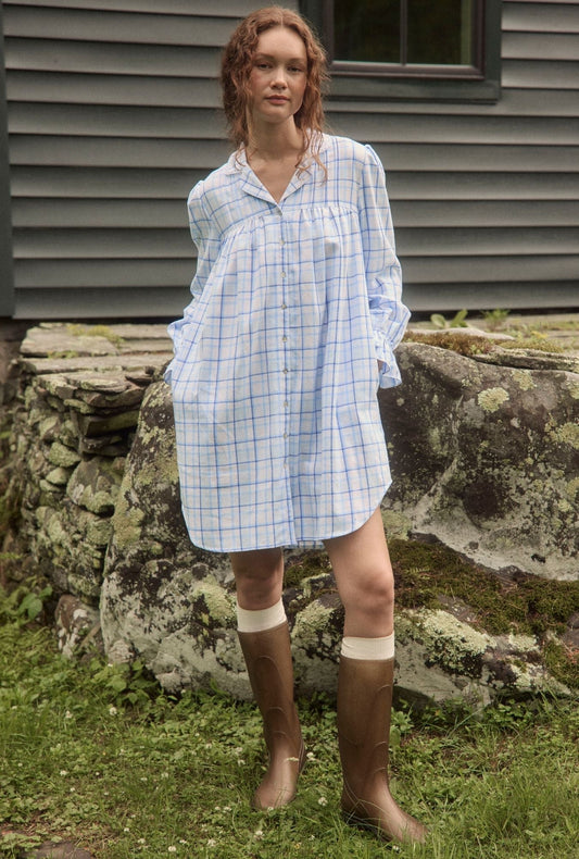 Eileen West Vintage Plaid Cotton Flannel Long Sleeve Nightshirt