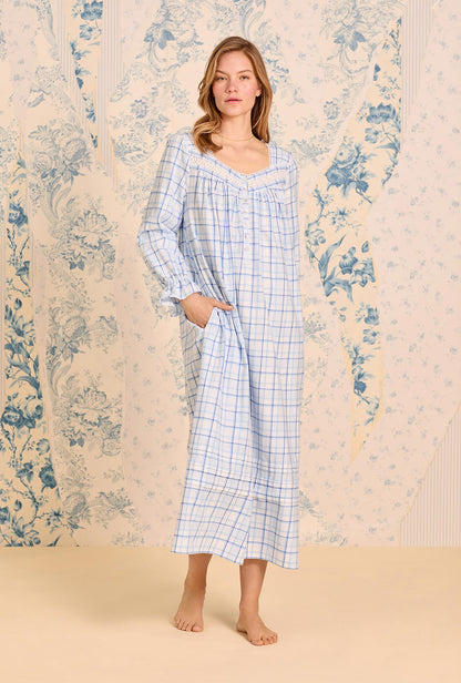 Eileen West Vintage Plaid Cotton Flannel Long Sleeve Ballet Nightgown