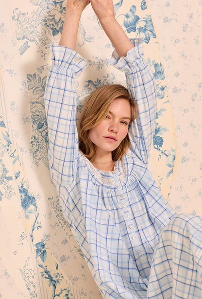 Eileen West Vintage Plaid Cotton Flannel Long Sleeve Ballet Nightgown