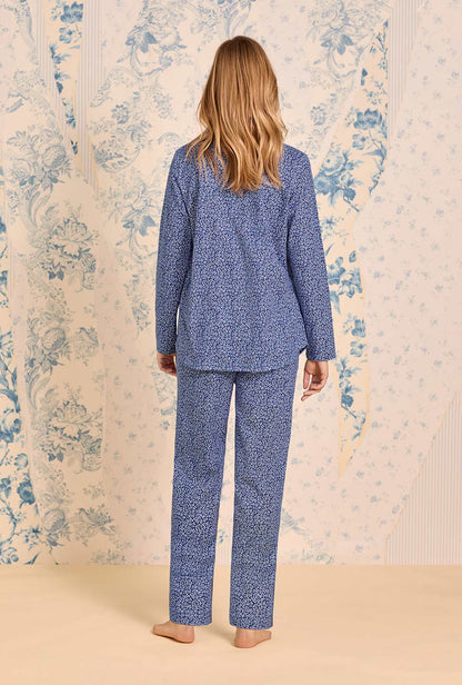 Eileen West Navy Thistle Cotton Knit Pajama