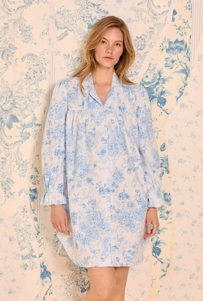 Eileen West Chateau Bloom Cotton Flannel Long Sleeve Nightshirt