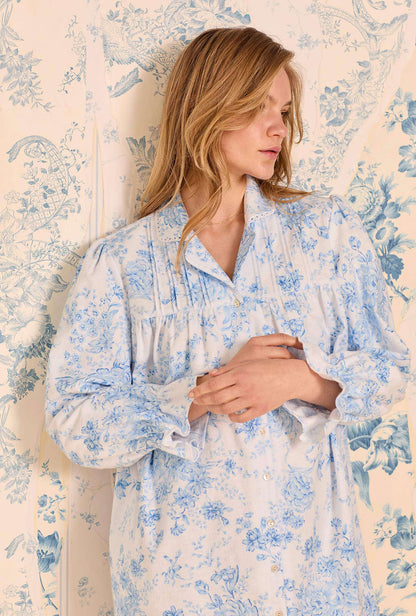 Eileen West Chateau Bloom Cotton Flannel Long Sleeve Nightshirt