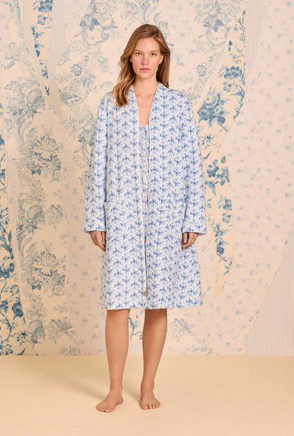 Eileen West Celestial Bow Cotton Diamond Quilt Zip Robe