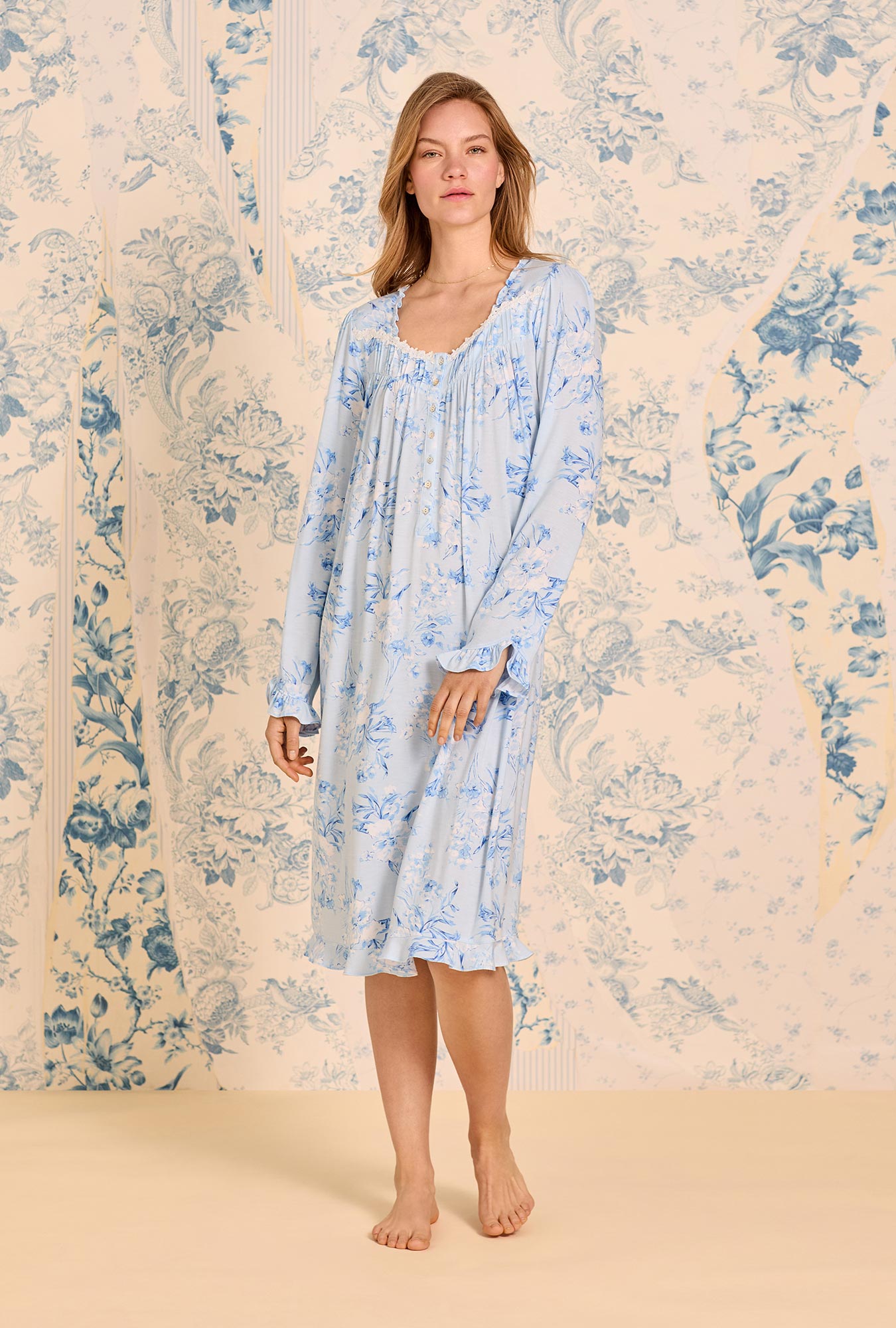 Eileen West Blue Haven Tencel™ Modal Long Sleeve Waltz Nightgown