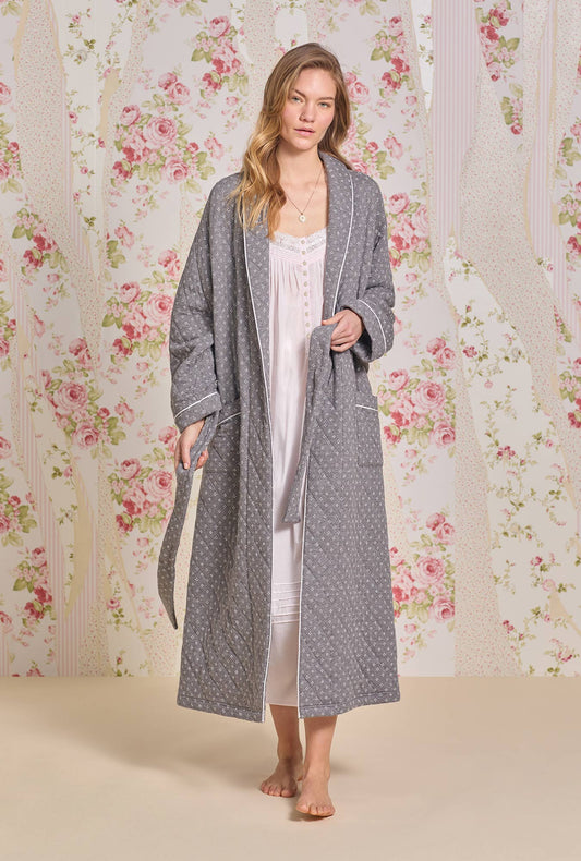 Eileen West Moonstone Cotton Diamond Quilt Wrap Robe