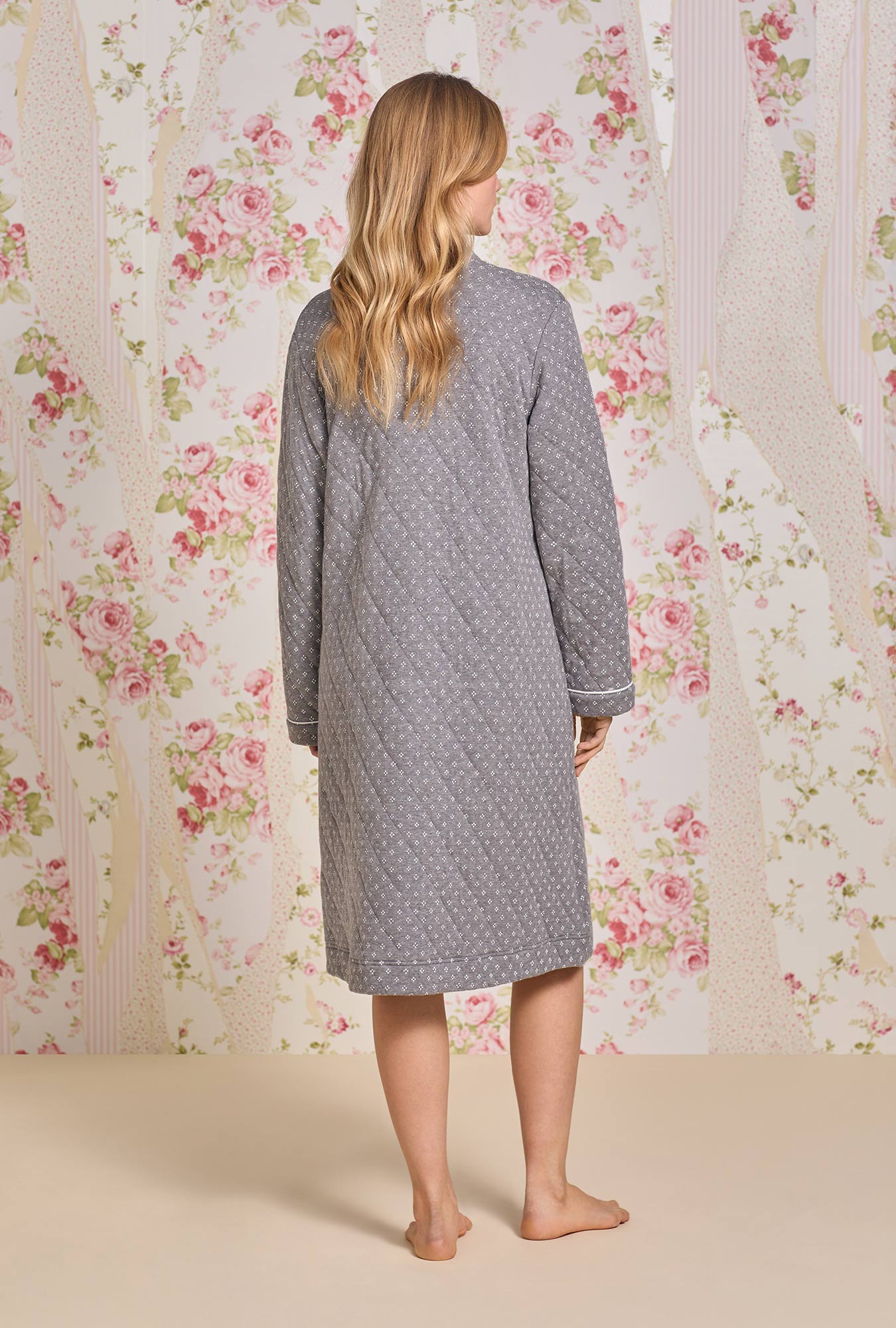 Eileen West Moonstone Cotton Diamond Quilt Zip Robe