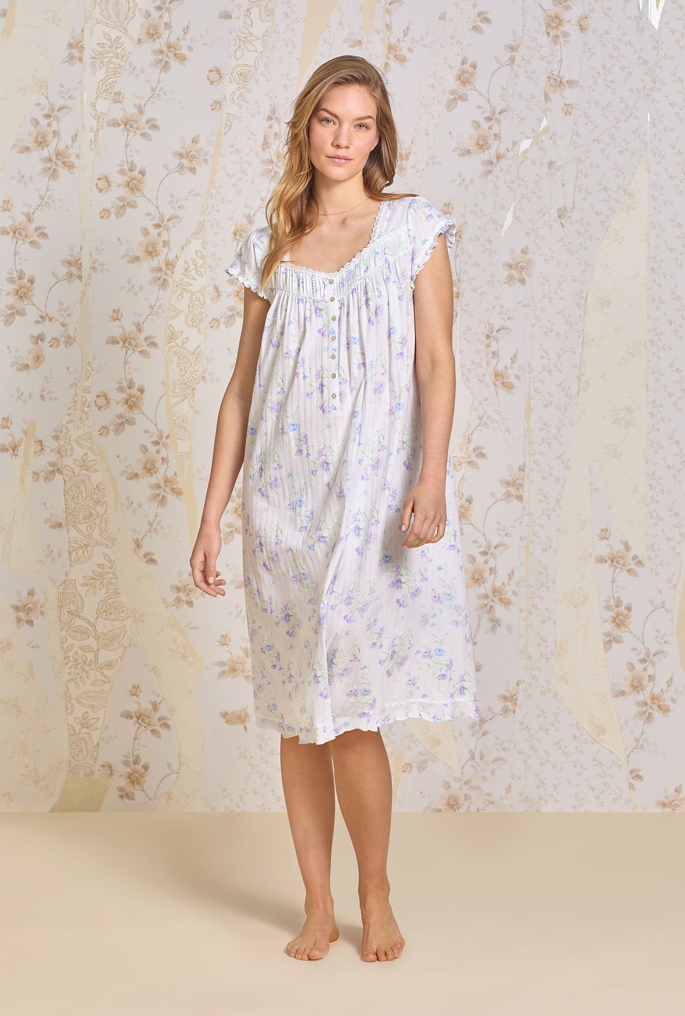 Eileen West Wild Carnation Cotton Pointelle Waltz Nightgown