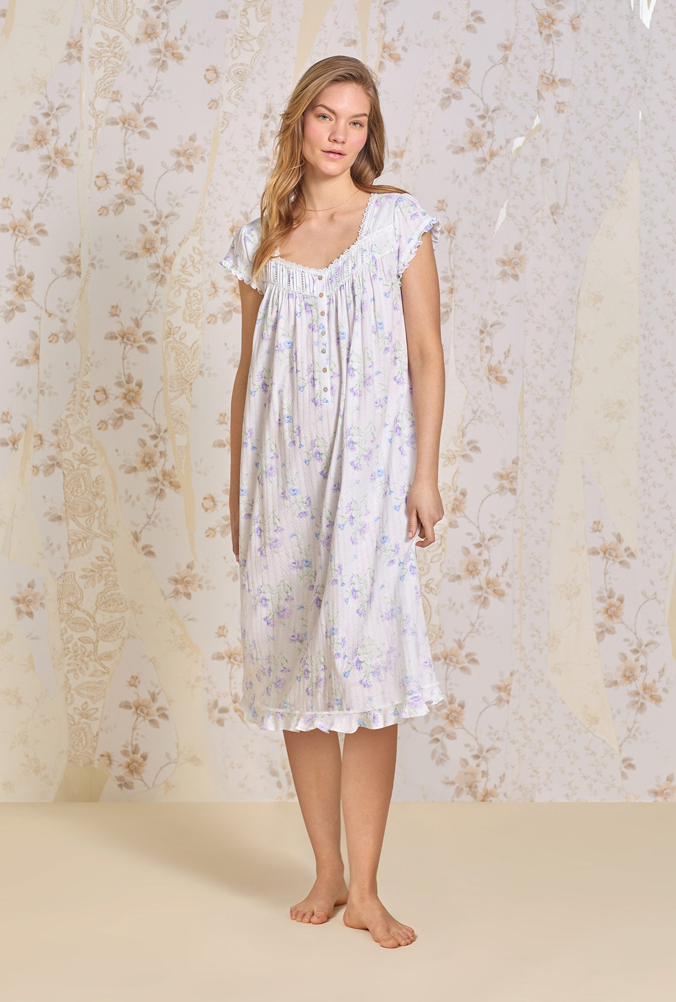 Eileen West Wild Carnation Cotton Pointelle Waltz Nightgown