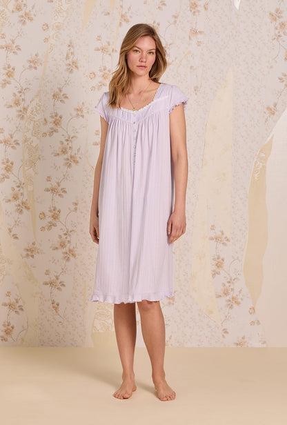 Eileen West Chateau Lavender Cotton Pointelle Waltz Nightgown