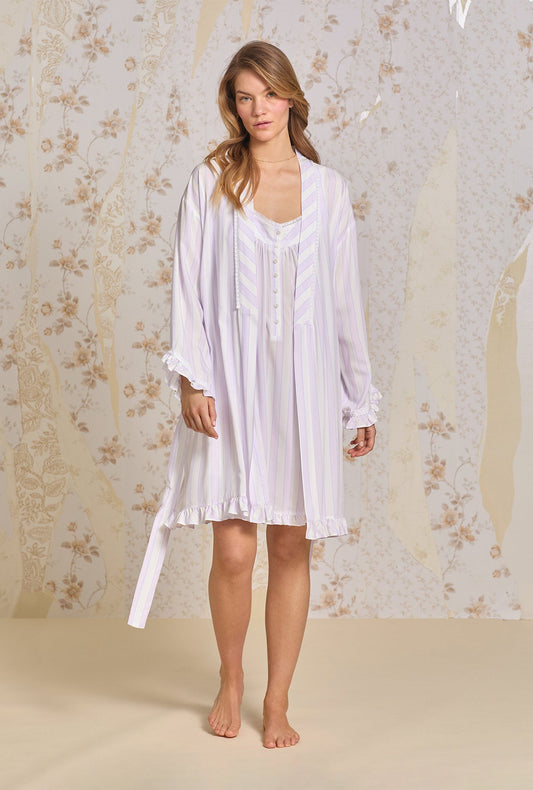 Eileen West Montauk Stripe Ecovero™ Rayon Short Wrap Robe