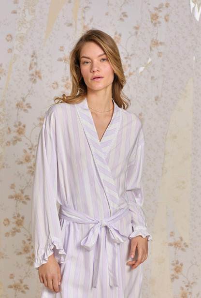 Eileen West Montauk Stripe Ecovero™ Rayon Short Wrap Robe