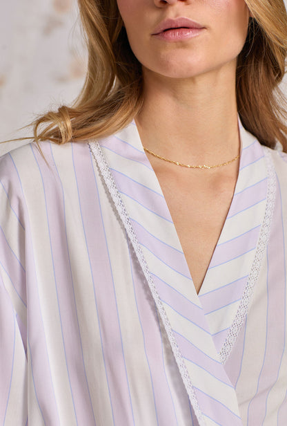 Eileen West Montauk Stripe Ecovero™ Rayon Short Wrap Robe