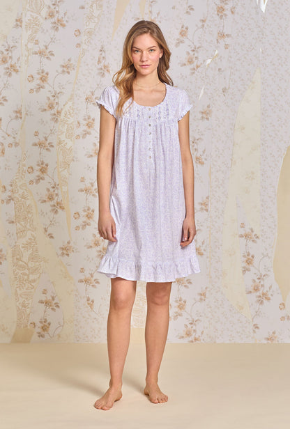 Eileen West Lilac Posy Cotton Knit Short Nightgown