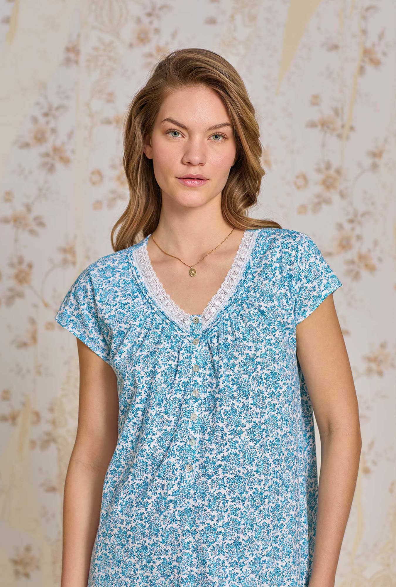Eileen West Morning Meadow Cotton Knit Nightshirt