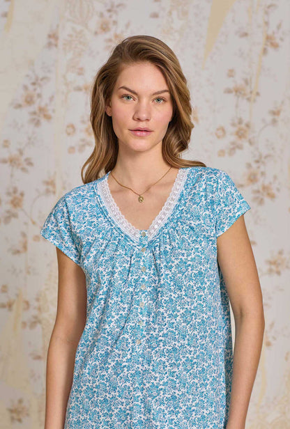 Eileen West Morning Meadow Cotton Knit Nightshirt
