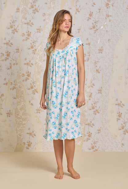 Eileen West Bluebelle Mist Cotton Modal Waltz Nightgown