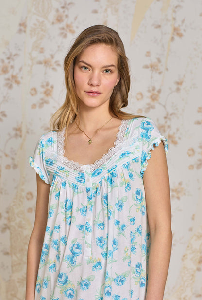 Eileen West Bluebelle Mist Cotton Modal Waltz Nightgown