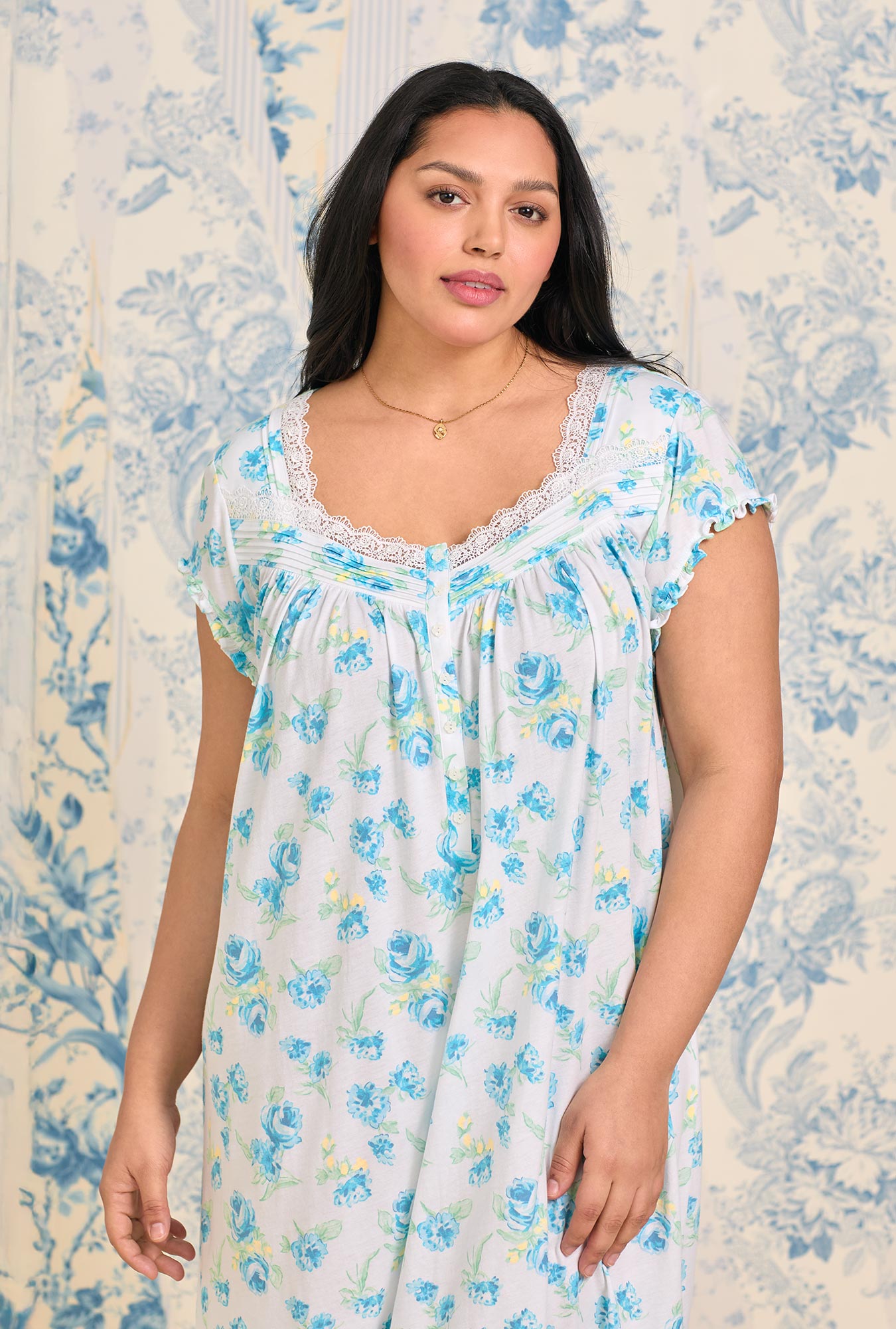 Eileen West Bluebelle Mist Cotton Modal Waltz Nightgown