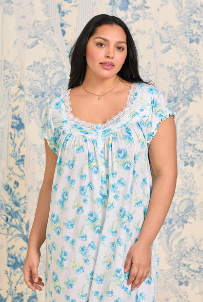 Eileen West Bluebelle Mist Cotton Modal Waltz Nightgown