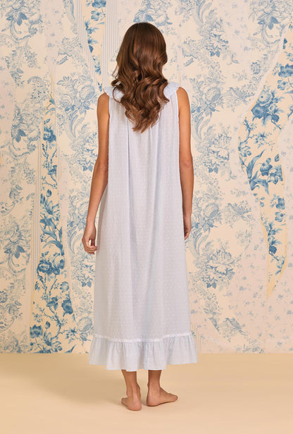 Eileen West The "Rosalie" Sky Blue Cotton Swiss Dot Ballet Nightgown