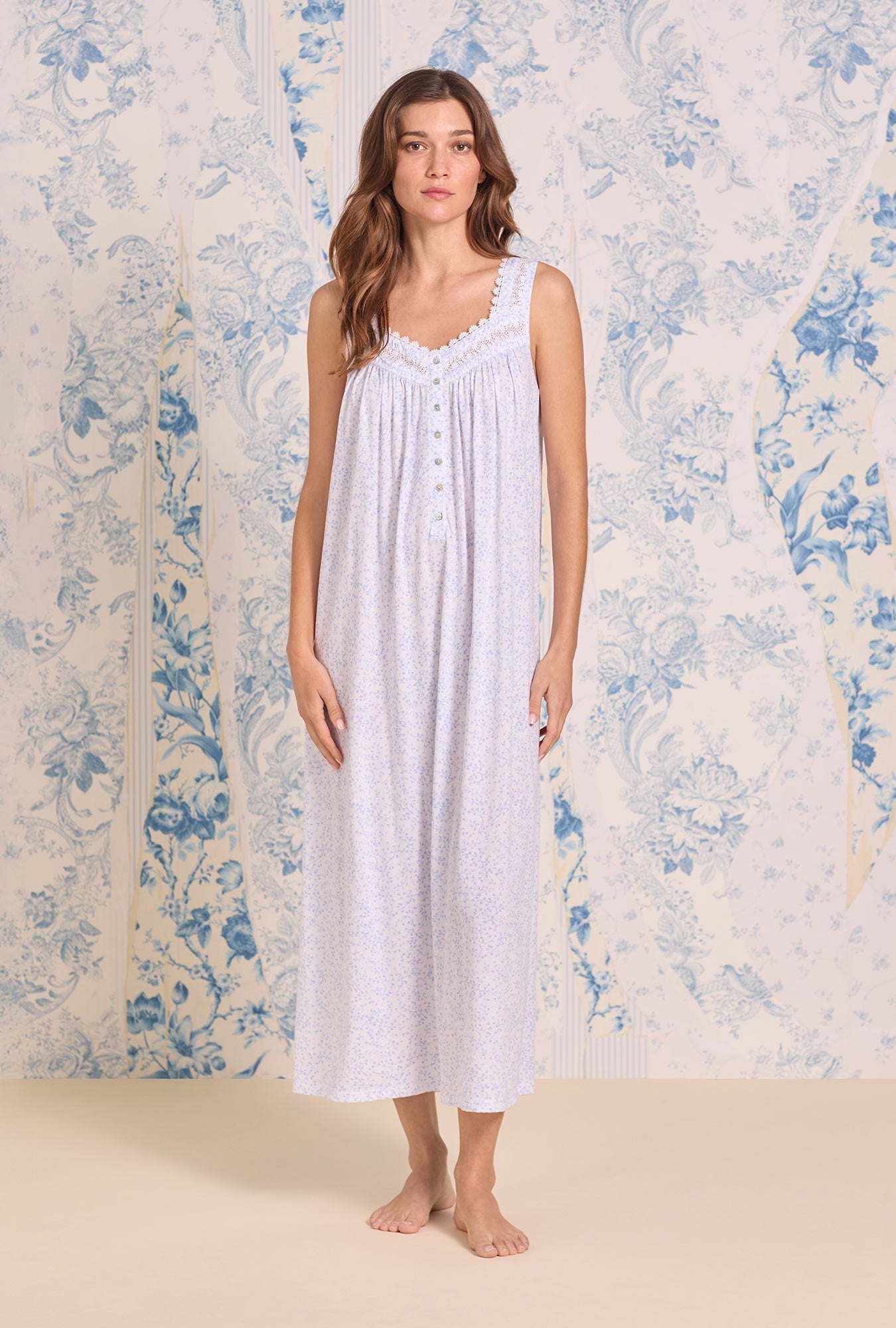 Eileen West The "Eileen" Lavender Ditsy Cotton Modal Ballet Nightgown